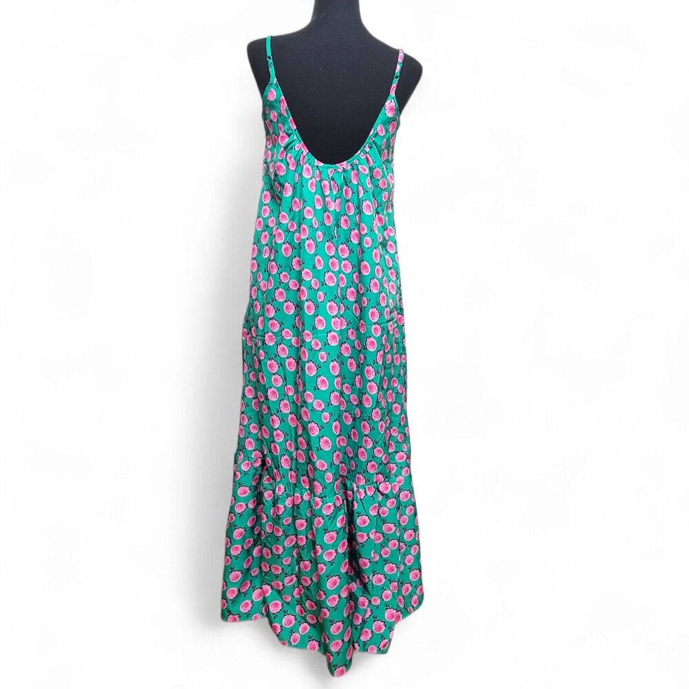 Boho Maxi Dress Women's Small Floral Rose Print Beach Sundress Loose Holiday - Picture 2 of 8